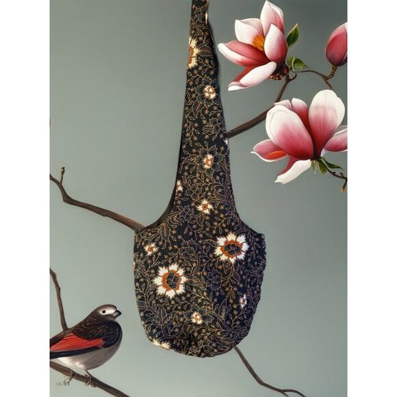 None Handbags - Floral Fabric Tote Bag Boho Lightweight Shoulder Bag Everyday Carry